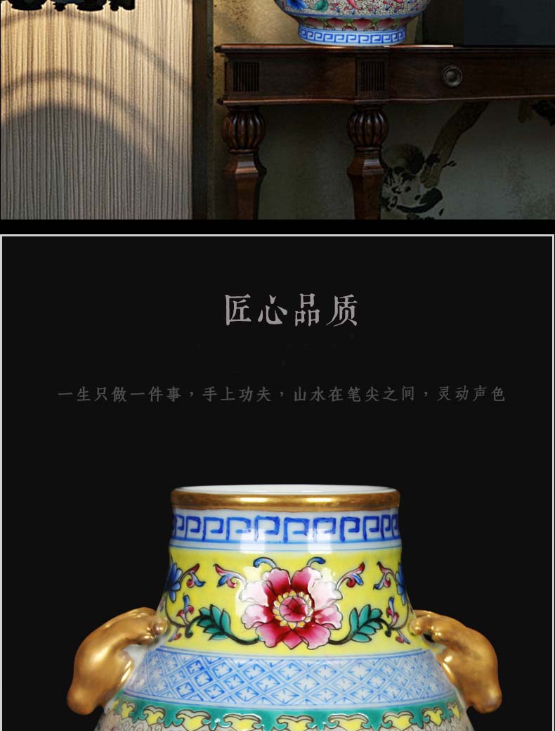 Jingdezhen ceramics colored enamel vase as rare as gold ears deer head statute of classical Chinese style home furnishing articles