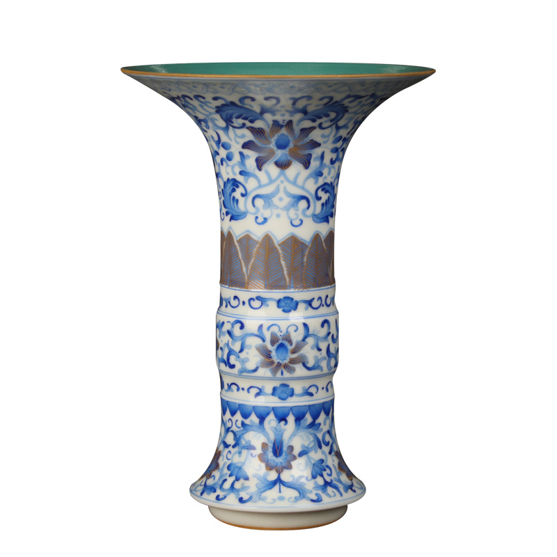 Jingdezhen ceramics vase furnishing articles collection process royal blue enamel tie up branches of the sitting room is the study of Chinese style household furnishing articles