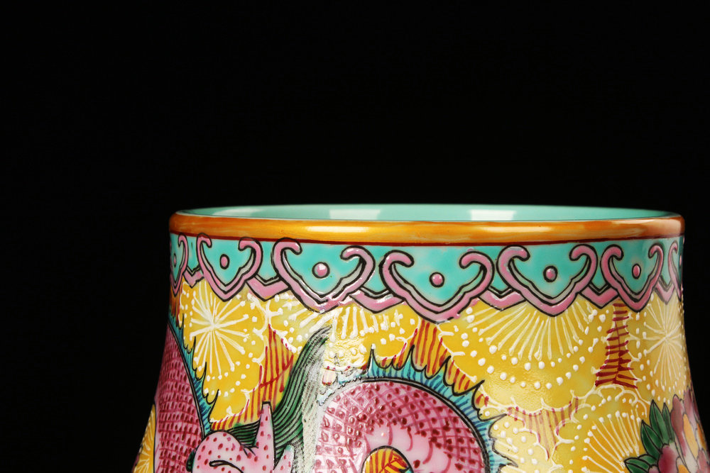 Jingdezhen ceramics archaize principal enamel flower ears wulong cylinder vase a blessing to the modern home furnishing articles