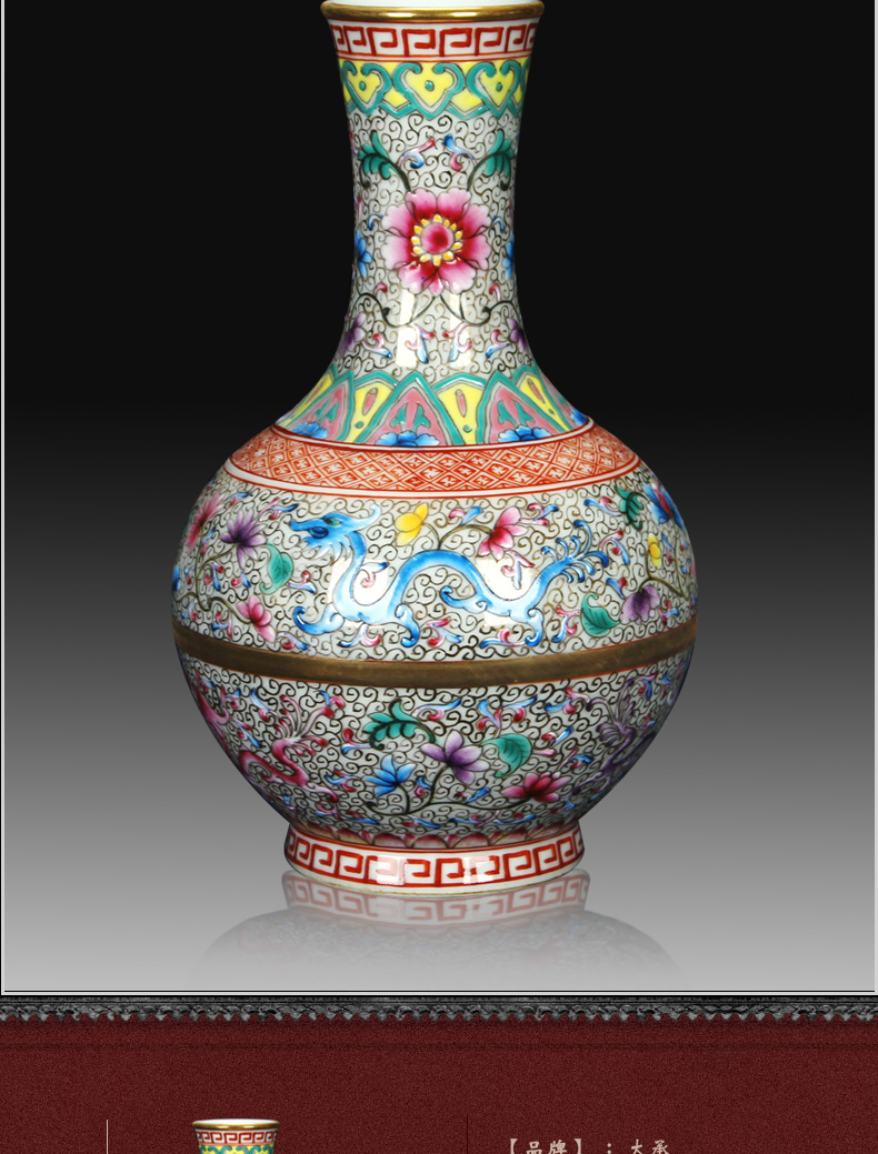 Jingdezhen ceramics vase see hand made enamel tenglong volume grass grain floral crafts vase collection