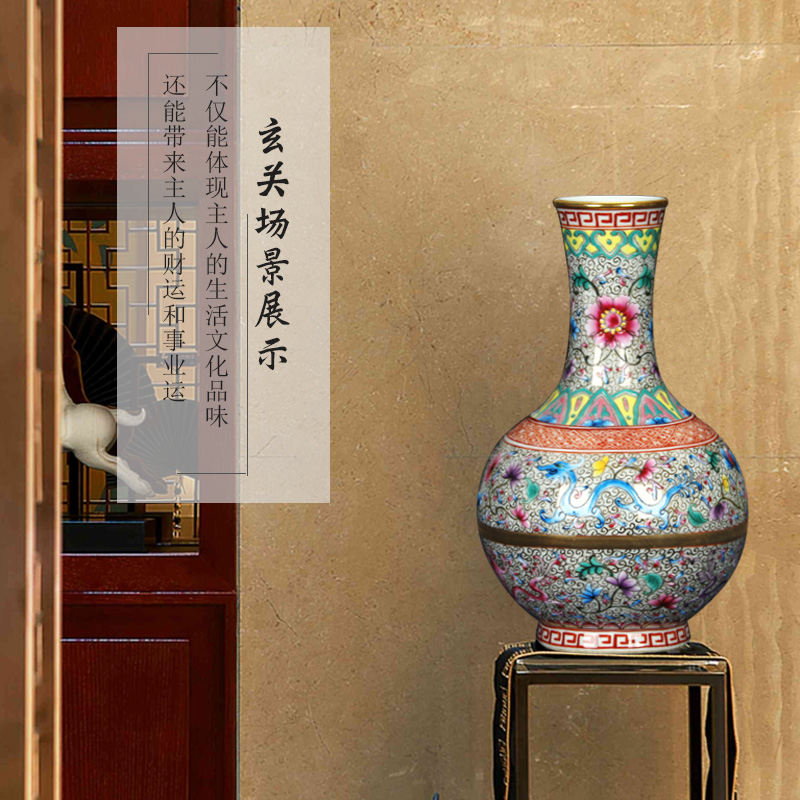 Jingdezhen ceramics vase see hand made enamel tenglong volume grass grain floral crafts vase collection