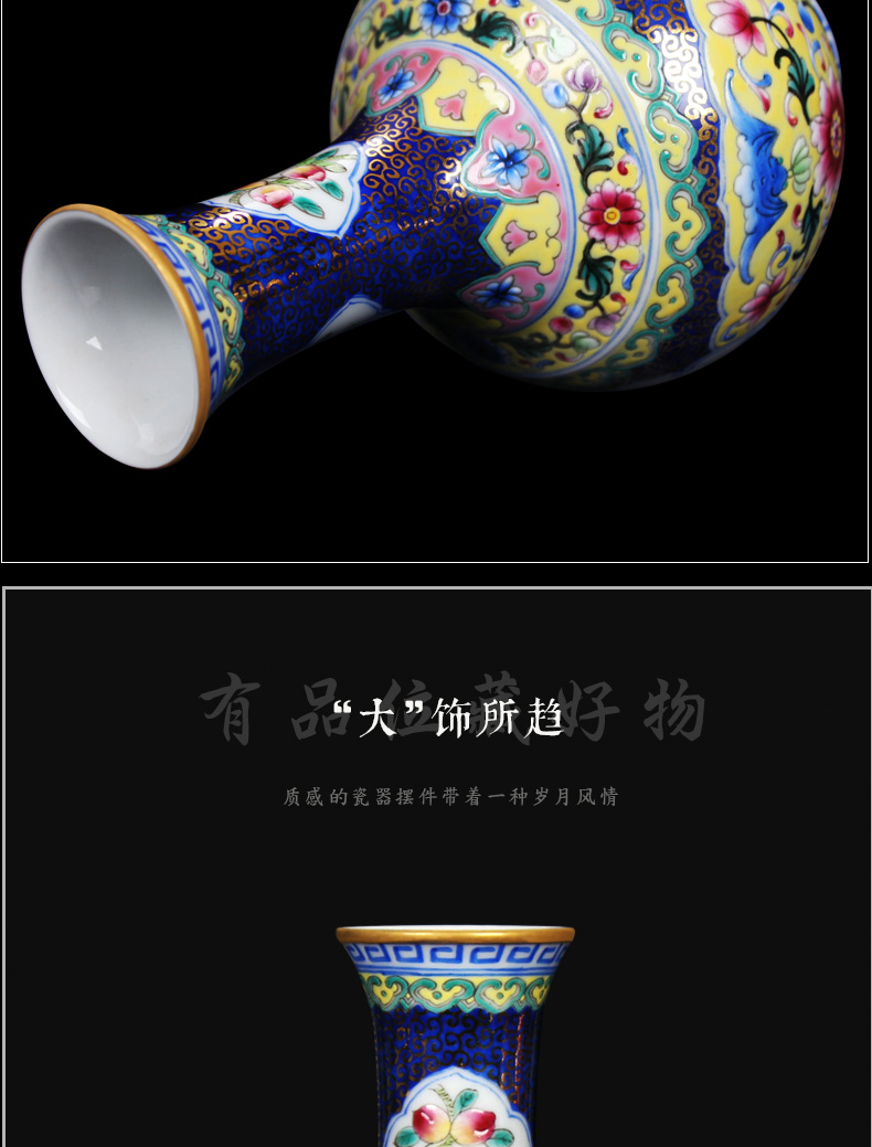 Chinese style antique hand - made jingdezhen ceramics enamel see colour blue open flower vases, small decorations furnishing articles