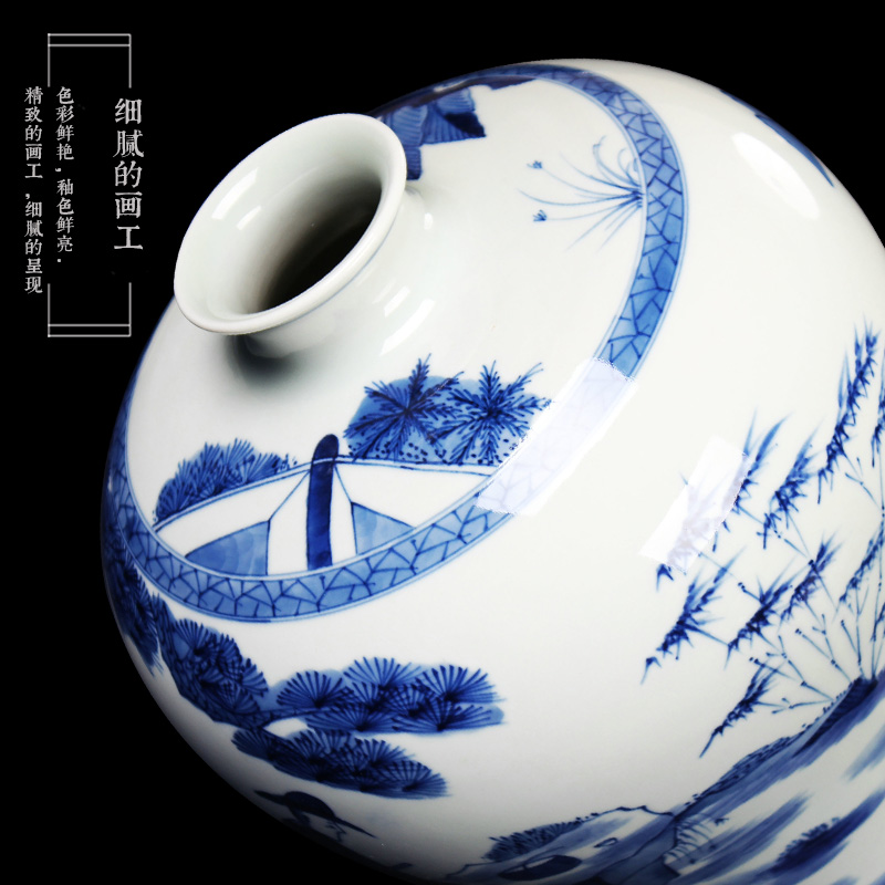 Jingdezhen ceramics vase hand - made xiangshan nine LaoMei bottles of Chinese style household decorative furnishing articles of blue and white porcelain arts and crafts