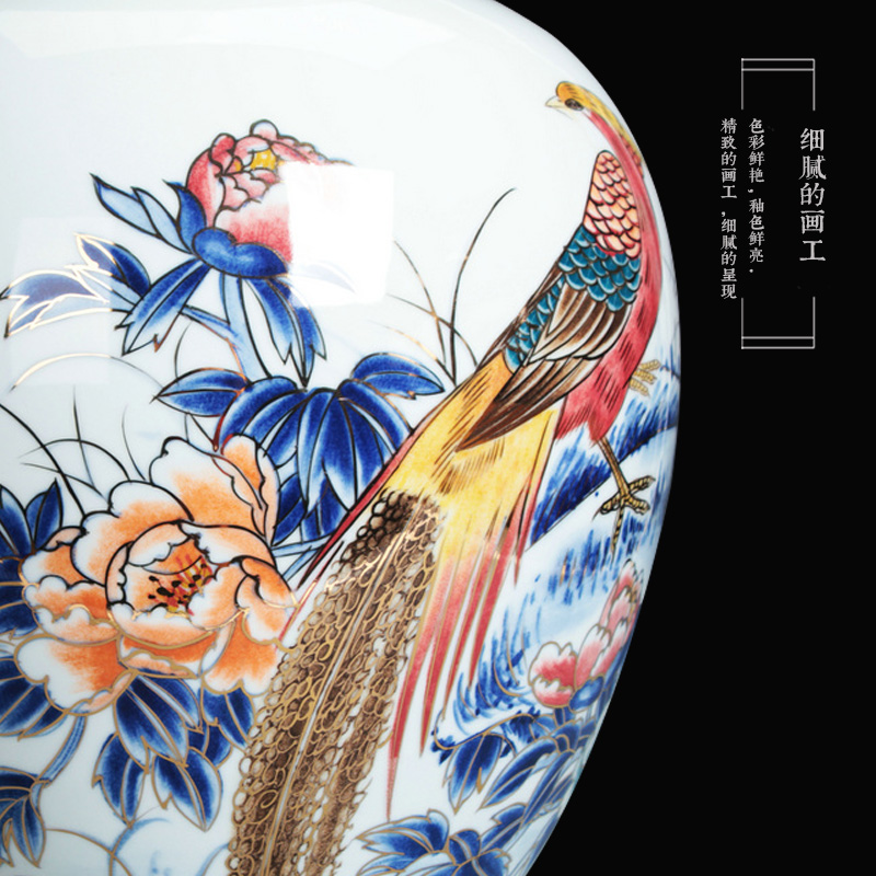 The see colour blue and white porcelain of jingdezhen ceramics vase golden phoenix vase old man birthday home decoration