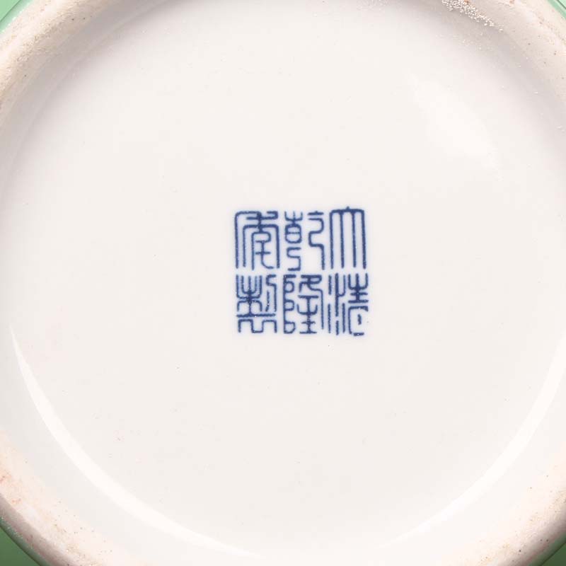 Jingdezhen ceramics pea green glaze ears pot - bellied vases, I and contracted style home furnishing articles