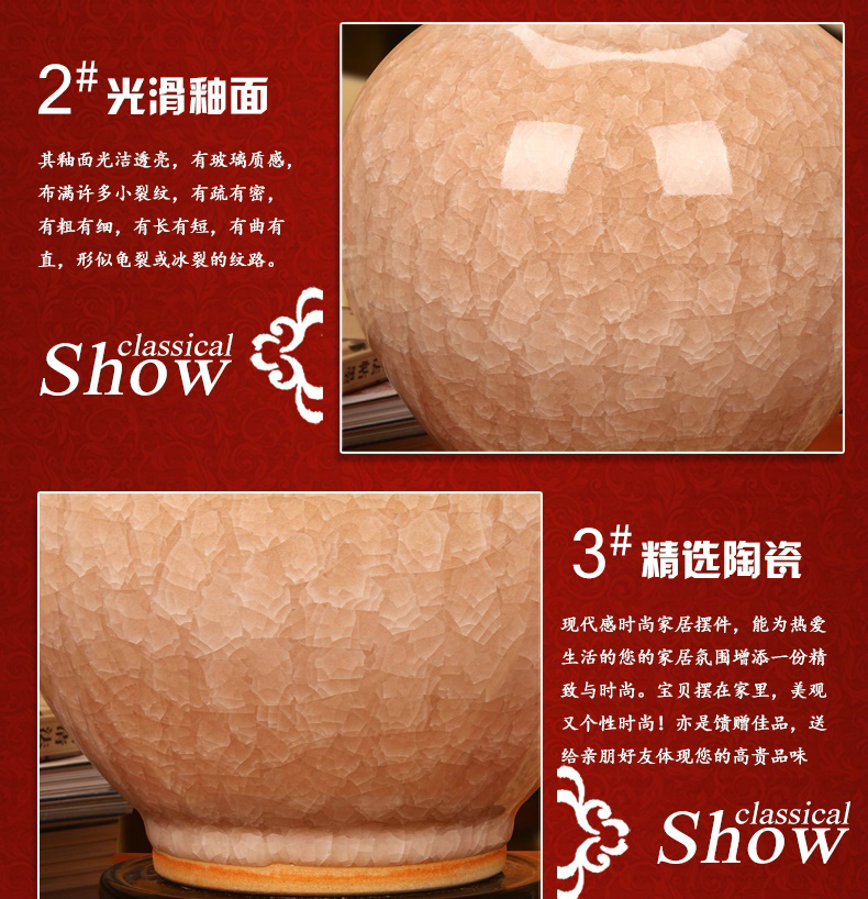 High - end antique jingdezhen ceramics up crack open piece of crystal vase modern Chinese home furnishing articles