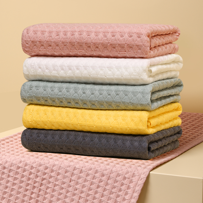 Waffle Towel Pure Cotton Face Wash Household Absorbent Unisex All-Cotton Bath Gauze Adult Couple Soft Adult Summer