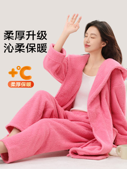 Women's long bathrobe winter thickened water-absorbent quick-drying non-pure cotton 100% cotton adult bathing robe nightgown 2026 new style