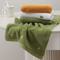 Towel Pure Cotton for Face Washing, Household Use, 100% Cotton, Absorbent, for Bathing, Couple, Women, Green, Adult, Not Easy to Shed, 2025 New Model