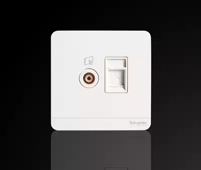 Schneider's still mirror porcelain white single TV TV broadband TV socket TV computer socket panel