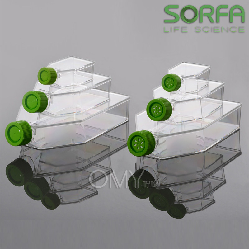 SORFA 25/75cm 正方透气/密闭盖斜口细胞培养瓶 TC处理 硕华