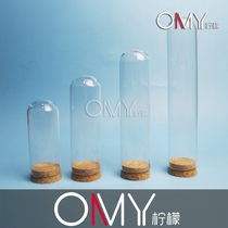Glass test tube Large capacity flat mouth round bottom test tube dried flower with wooden plug 50*120 150 200 250mm