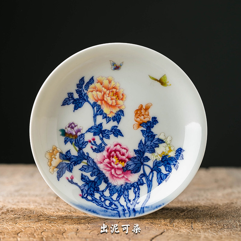 Out of the mud can be dyed pure handmade blue and white bucket color flower tea tray for plate Jingdezhen ceramic Kung Fu tea pot bearing fruit plate