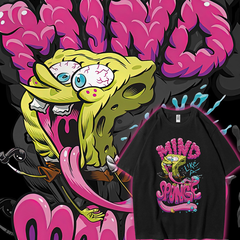 Spongebob Squarepants Short-Sleeve T-Shirt for Men, Co-Branded Anime Casual New Trendy Loose Student Half-Sleeve Top Spongebob Squarepants Short-Sleeve T-Shirt for Men, Co-Branded Anime Casual New Trendy Loose Student Half-Sleeve Top