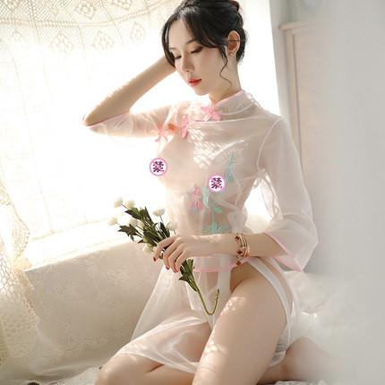 情调衣人女夏透明薄纱复古民国风刺绣睡裙透明制服旗袍性感睡衣-tmall.com天猫 情调衣人女夏透明薄纱复古民国风刺绣睡裙透明制服旗袍性感睡衣-tmall.com天猫