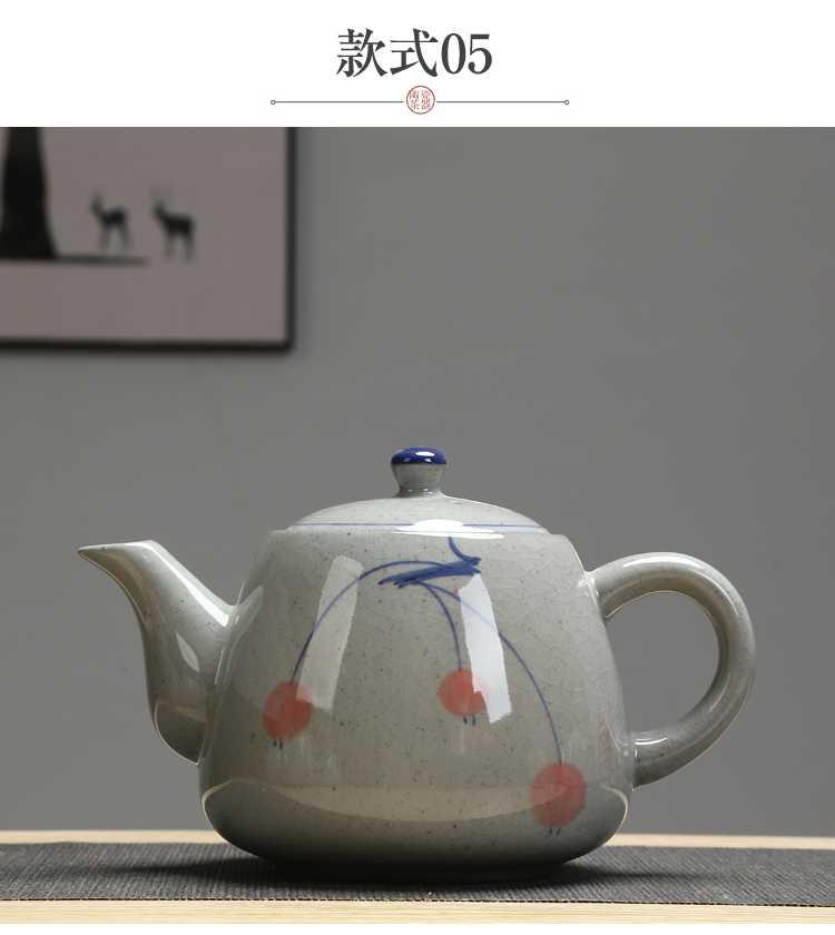 Big teapot retro hand - made ceramic handle type high temperature resistant of blue and white porcelain pot teapot 900 ml of the hotel restaurant