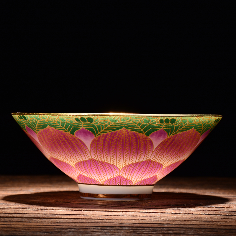 Jingdezhen ceramic cups checking sample tea cup individual CPU master cup single CPU device gold colored enamel cups