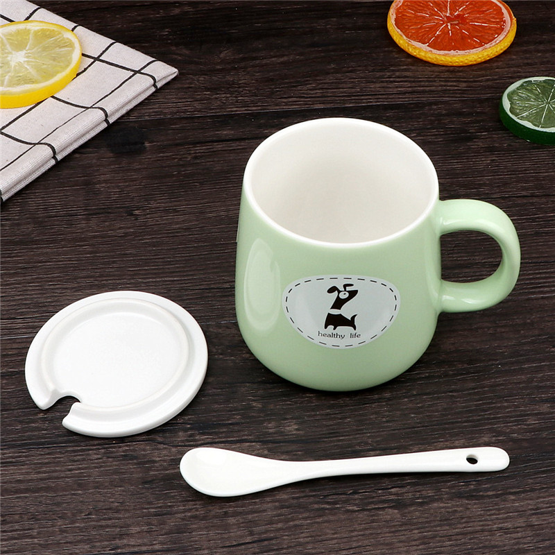 Ya cheng DE dazzle see colour carney cup color ceramic cover cup with a spoon, fashion cover cup coffee cup milk cup of water glass