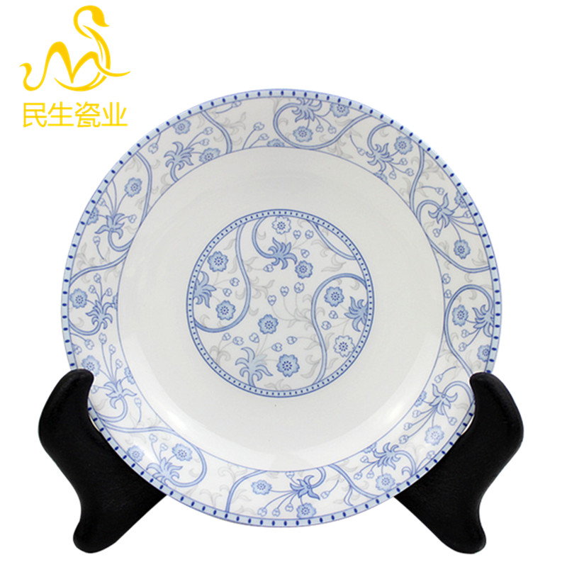 The livelihood of The people to both lotus bloom arc plate of 7 inch disc 8 inch plate elegant light blue glair pottery and porcelain tableware food dish