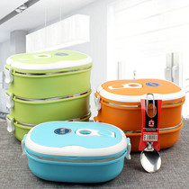 New rectangular insulated lunch box fast food box lunch box multi-layer food box folding spoon