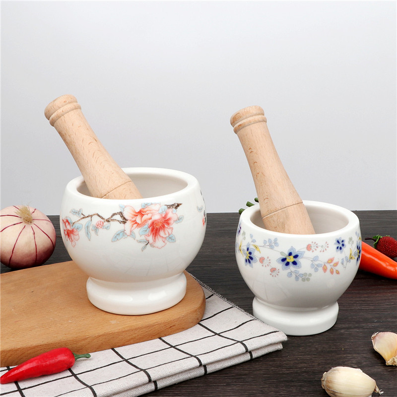 Kitchen ceramic dao garlic machine pressure garlic garlic cylinder household ceramics a mortar manually garlic son masher dao pot cup