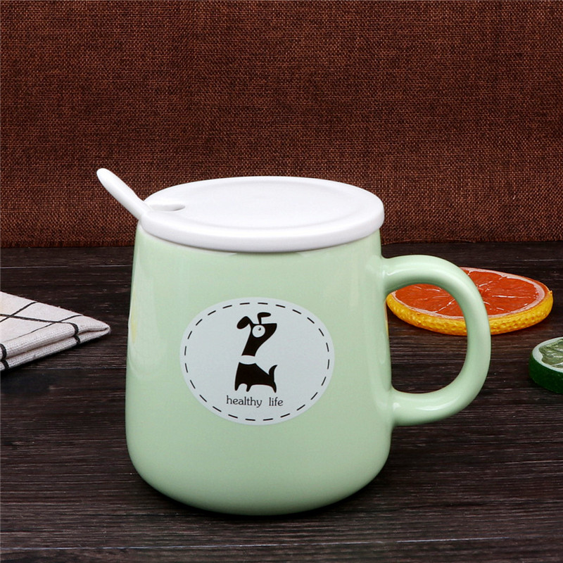 Ya cheng DE dazzle see colour carney cup color ceramic cover cup with a spoon, fashion cover cup coffee cup milk cup of water glass