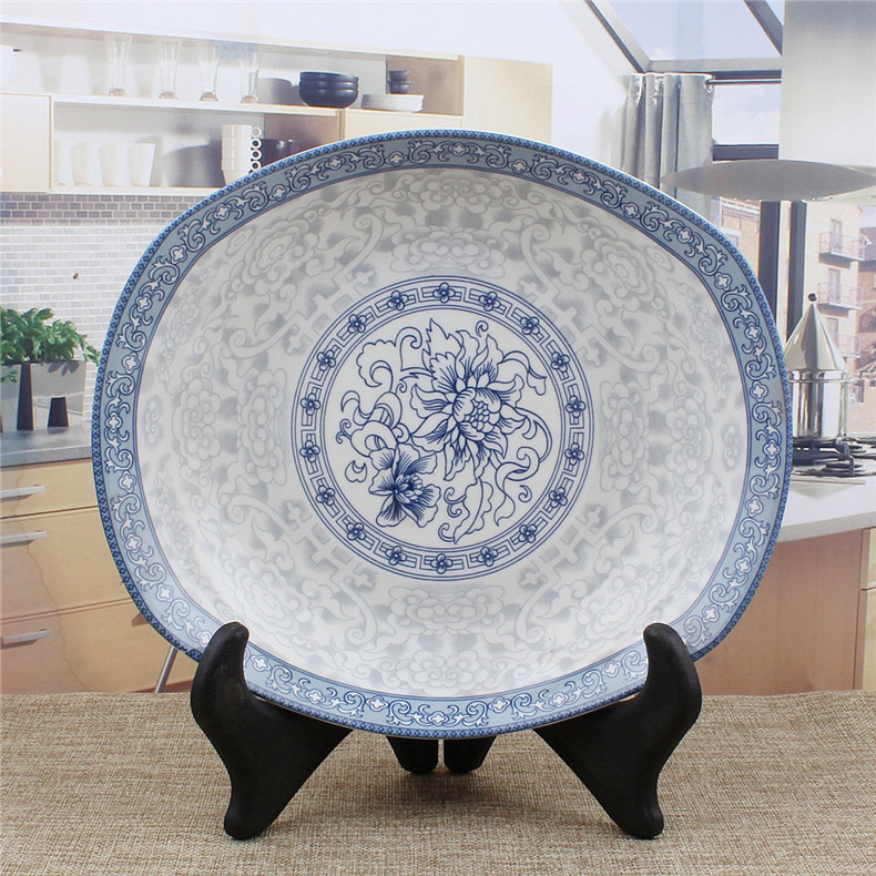 Both the people 's livelihood industry prosperous garden 9 inches of ship plate rectangular plate soup plate full flower - glazed in dinner