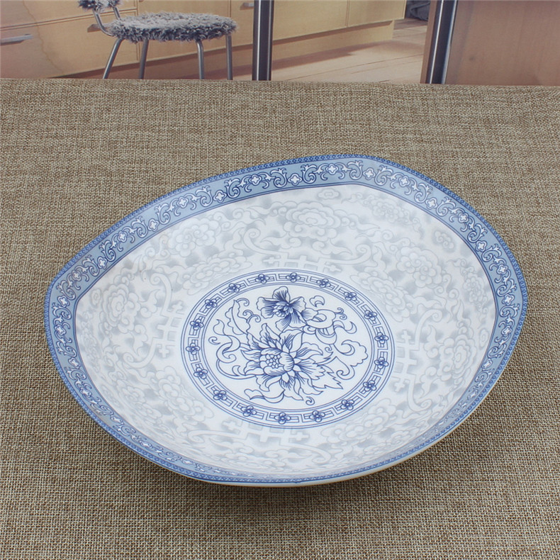 Both the people 's livelihood industry prosperous garden 9 inches of ship plate rectangular plate soup plate full flower - glazed in dinner