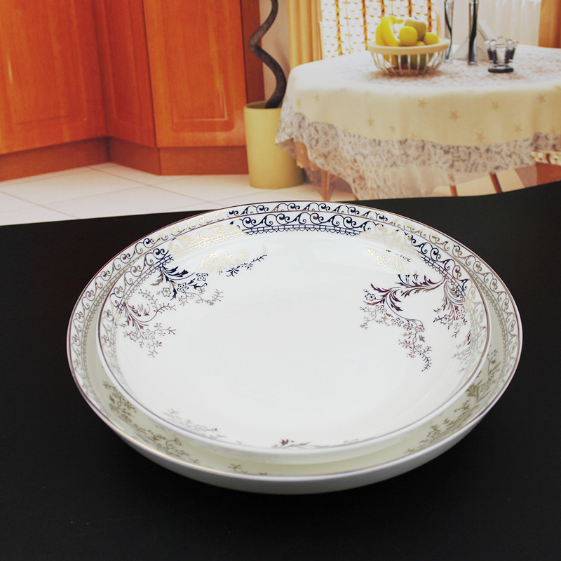 Minsheng ceramics tableware swan lake FanPan 7 inch plate 8 inch deep dish dish dish of gold and silver and porcelain plates