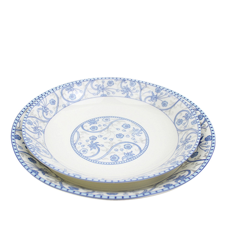 The livelihood of The people to both lotus bloom arc plate of 7 inch disc 8 inch plate elegant light blue glair pottery and porcelain tableware food dish