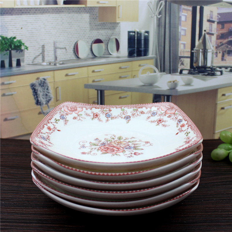 Both the people 's livelihood industry romantic amorous feelings 8 inches pot rim plate of the corners of the square plate the fill dish dish soup plate plate plate