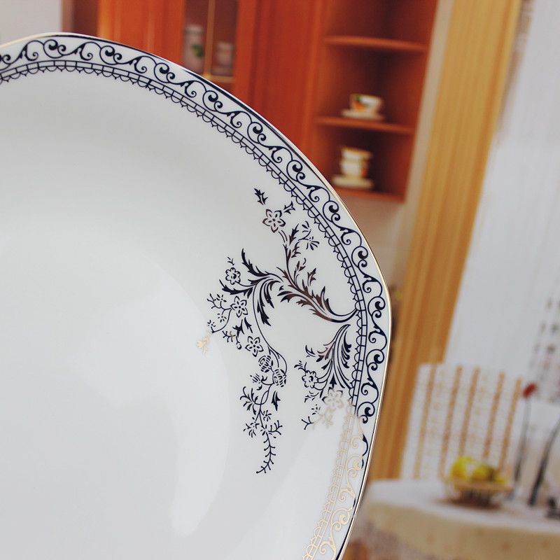 Minsheng ceramics swan lake boat form plate of gold and silver tableware and 9 inches square pad fish dish shape fashion plate length