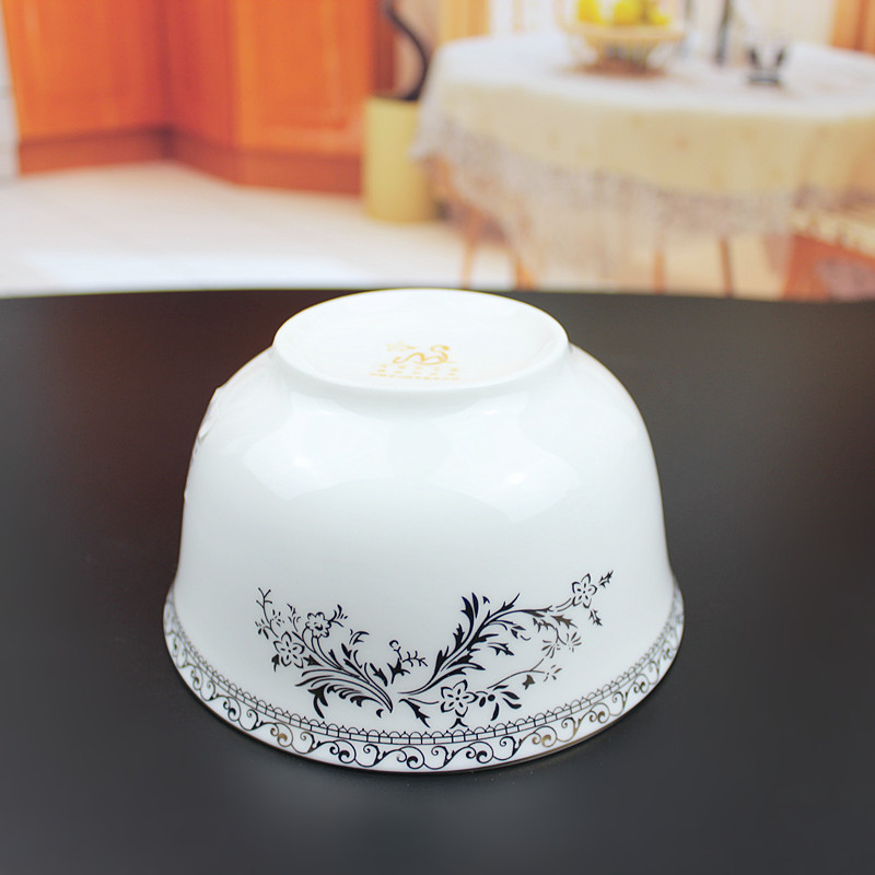 Swan lake, people 's livelihood industry ou bowl of gold and silver tableware 4.5 inch admiralty bowl edge white jade porcelain bowl soup bowl