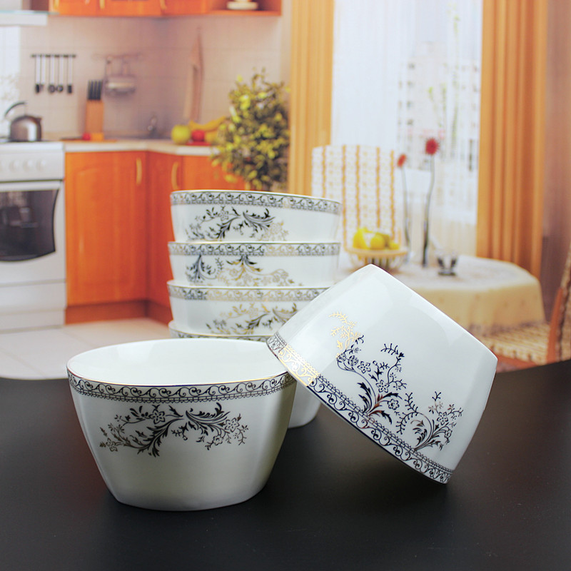 Swan lake, people 's livelihood industry tableware 4.5 inch square bowl of honeysuckle face four bowl bowl bowl 4.5 inches
