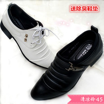 Spring tip shoes Korean edition trendy business leisure shoes breathable teen increase male shoes English wedding shoes black