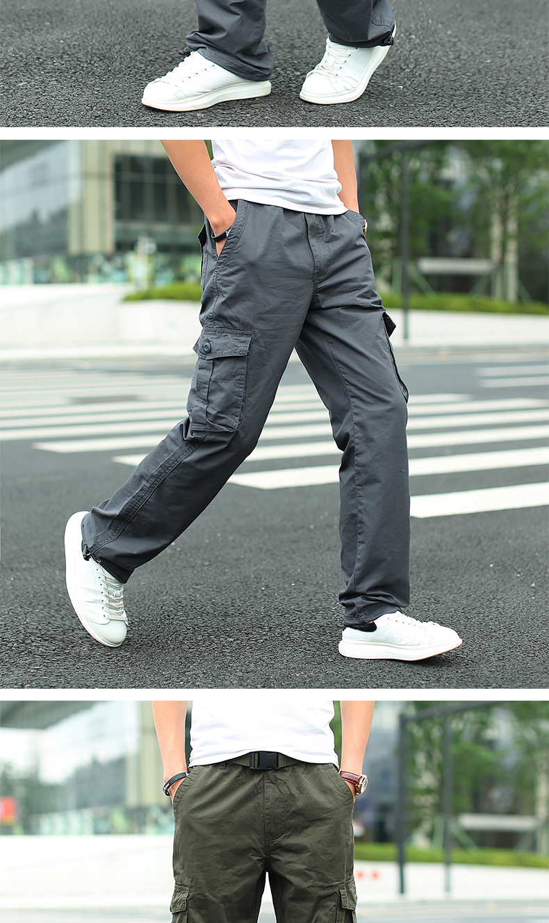 Mùa thu và mùa đông mới thể thao quần nam quần nhiều túi quần overalls quần thường nam kích thước lớn lỏng lẻo thẳng thủy triều quần dài quần dài thể thao nam