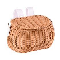 Childrens bicycle retro basket balance car woven front basket bicycle vegetable basket scooter front basket with lid