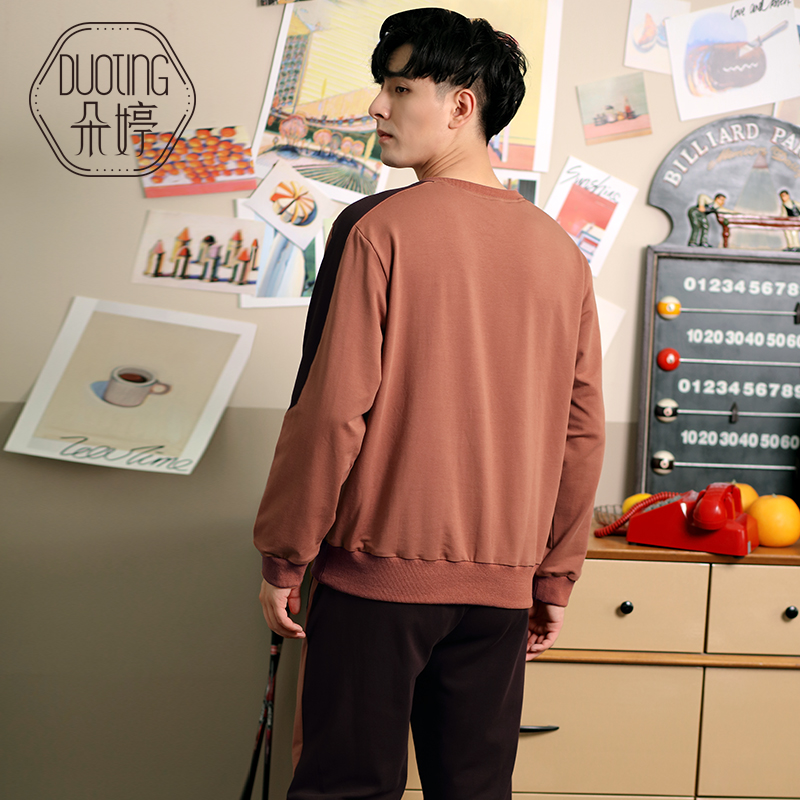 thể thao Doo đồ ngủ mens mùa thu cotton dài tay mặc nhà bình thường bên ngoài mặc mùa xuân, mùa thu và mùa đông quần áo nhà bộ.