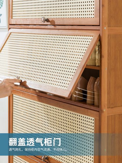 仿藤编鞋柜家用门口简易鞋架子经济型放室内好看收纳多层防尘宿舍