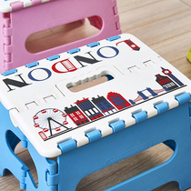 Cartoon folding stool thickened plastic portable stool home outdoor creative small bench childrens stool chair adult low stool