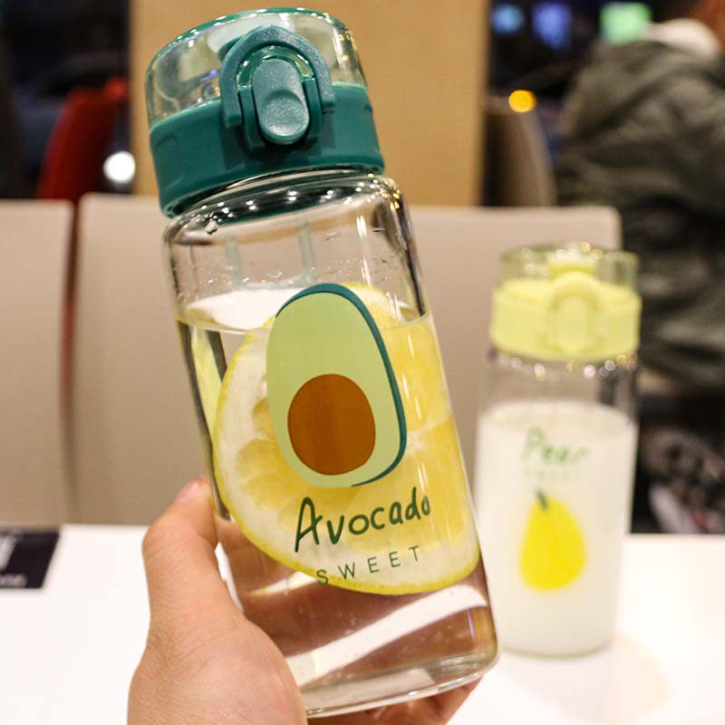 High borosilicate glass student heat-resistant female cute water cup straight drinking mouth drinking cup transparent portable handy cup