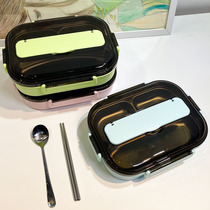 Korean separated stainless steel lunch box canteen bento box microwave oven heating students with lid office workers with dinner plate
