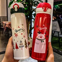 Cute ins with Handcups 304 Stainless Steel Insulated Cups Brief Portable Water Cups Anti-Leakage Personality Christmas Cup Gift