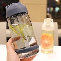 Korean version original Cebu adult with straw cup Sport kettle anti-fall schoolgirl trend with hand cup portable plastic cup