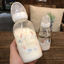 Net Red adult glass bottle heat-resistant glass with straw water Cup girl heart cartoon children cute pacifier Cup
