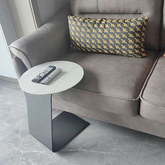 Italian light luxury sofa with rock slabs and corners living room Nordic simple round small side table bedside cabinet small coffee table