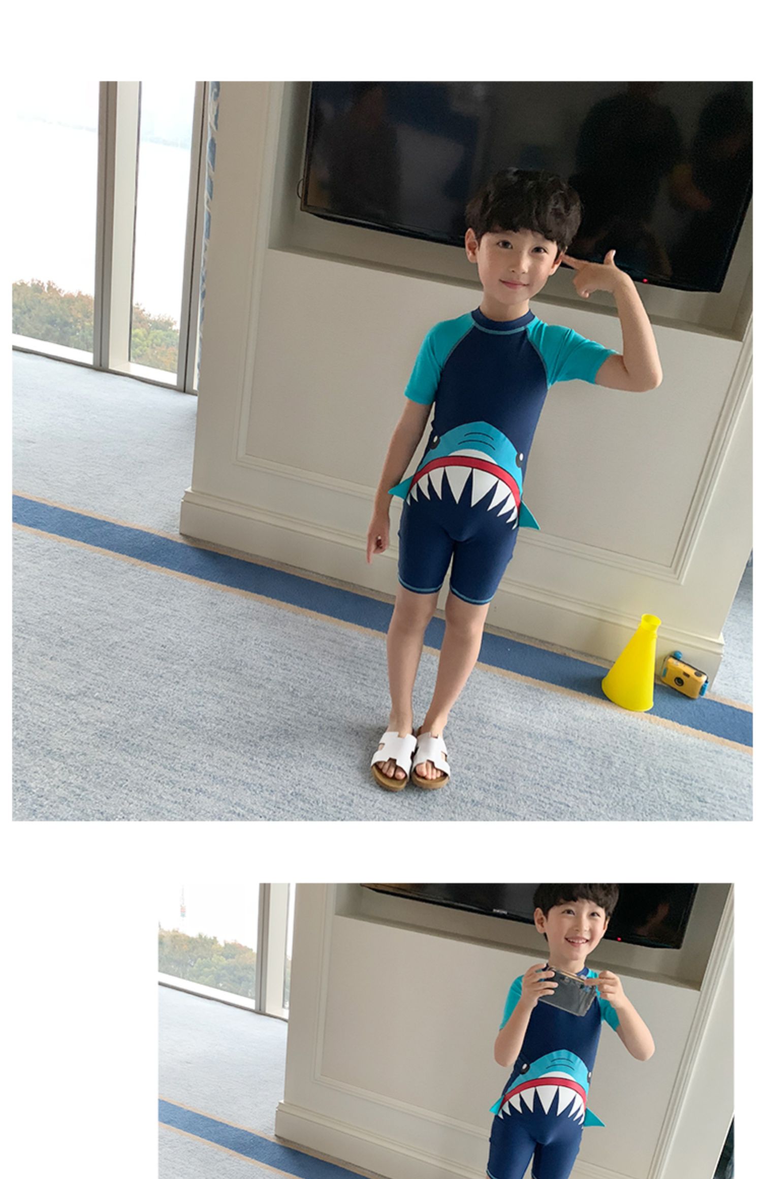 Áo tắm cho bé trai Con trai lớn liền kề Trẻ em dài tay Bãi biển Kem chống nắng Xiêm Boy bé Đồ bơi dễ thương - Bộ đồ bơi của Kid bikini cho bé sơ sinh