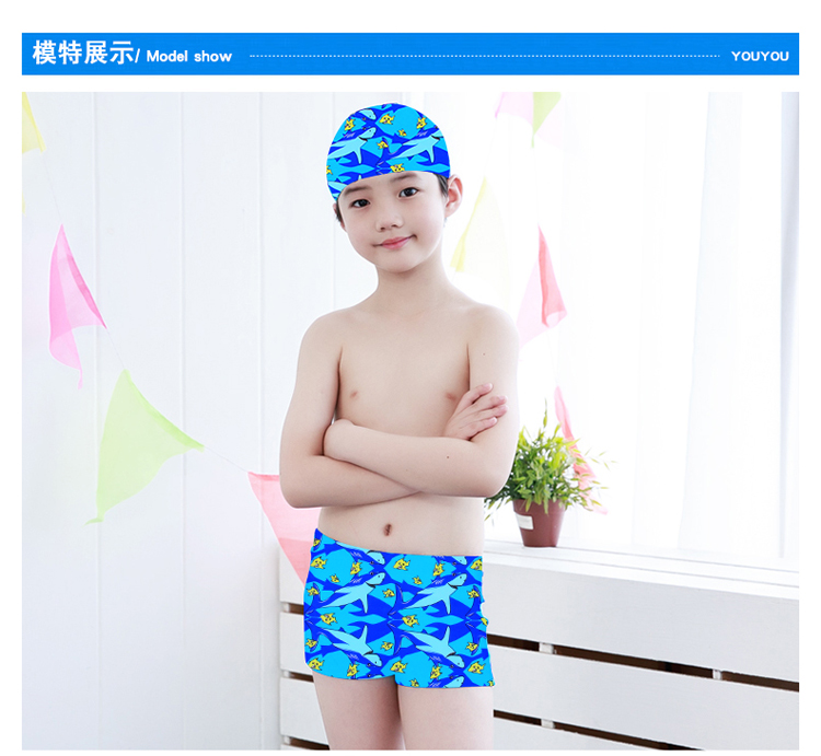 Bạn bơi quần bơi trẻ em nam chia đôi cậu bé lớn với mũ trùm đầu quần áo bơi bé trai nhanh - Bộ đồ bơi của Kid do boi be trai