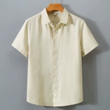 Мужская летняя тонкая рубашка для отдыха, кардиган, куртка, свободный крой, из хлопка и льна