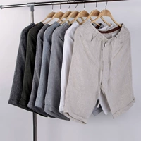 Шорты, тонкие мужские пляжные белые штаны, оверсайз, из хлопка и льна, свободный прямой крой